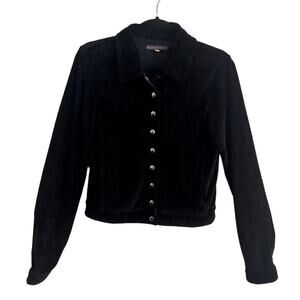 Alexa Chung | Women's Velvety Snap Button Collared Jacket Black Size UK 6 US 0